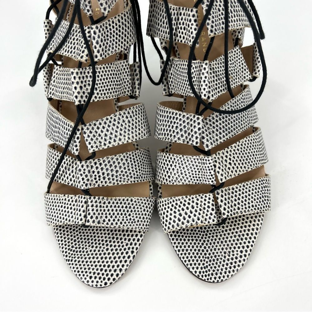 Loeffler Randall Luiza Lizard Print Lace-Up Gladiator Heeled Sandals 9 - Picture 7 of 16